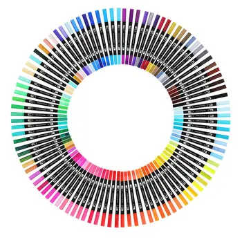 100Colors FineLiner Desen de Arta Stilouri-Marker Dual Sfat Luminoase de Culoare Pictura in Acuarela Perie Stilou Școală de Artă