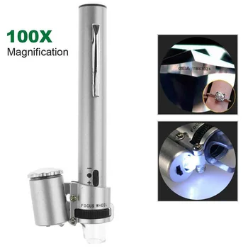 100x Led Microscop Instrument Lupă Reglabil Focal Cu Lumina Multifuncțional Portabil Zoom de Buzunar Portabile Lupa Mini Lupa