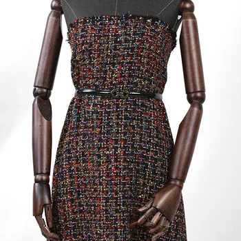 100x145cm Grosime Material Tweed Vopsit în Fir Impletit Material Tweed Pentru Femei Haina Metalice Fir de Aur Haină de Tweed Tesatura de Culoare Roz