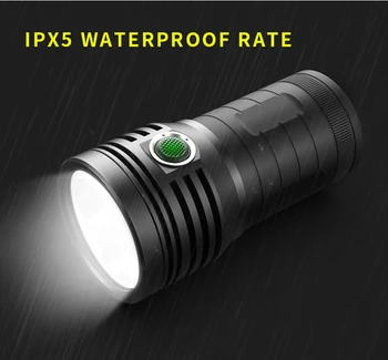 10400mAH Quad Core 3*XHP90 Ultra Puternic Lanterna LED-uri 18650 Baterie Built-in USB 3 Moduri LED Flash de Lumină rezistent la apa Lanterna