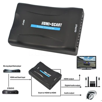 1080P compatibil HDMI la Adaptorul Scart HDMI-compatibil cu SCART Video Converter pentru Samsung Smartphone la TELEVIZOR CRT DVD Converter