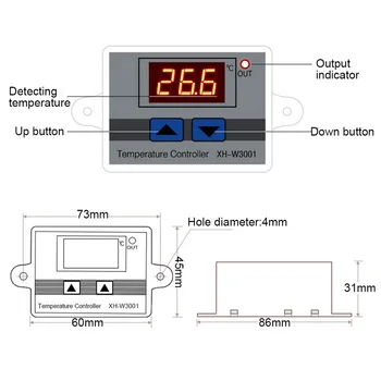10A 12/24/110/220V AC Microcalculator LED de Control al Temperaturii XH-W3001 Pentru Incubator Răcire Încălzire Comutator Termostat Cu Sonda