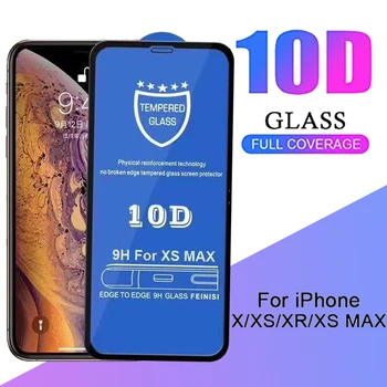 10buc 10D Sticla Temperata Pentru iPhone 12 Mini 11 Pro Max XS XR X 8 7 6 6S Plus SE o Acoperire Completă Capac Curbat Ecran Protector de Film
