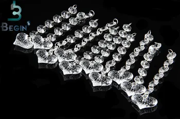 10buc Acrilice Margele de Cristal Picătură Forma de Inima Ghirlanda Candelabru Agățat de Partid Decor Nunta, Decoratiuni Florale Pentru Mese