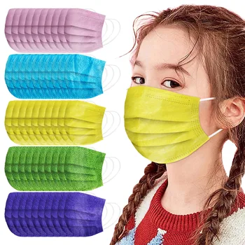 10BUC Copil Mixt Color Mască de Unică folosință Spunlace Pânză Respirabil de Imprimare în Relief Elastic Ureche Loop Masti de Fata Masque Маски D20