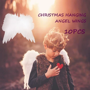 10buc Crăciun Decroations Pană de Înger Aripi Agățat elemente de Recuzită de Pluș Alb Pene Ornament Decor Petrecere