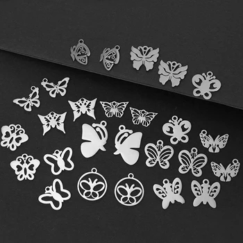 10buc Culoare Argintie din Otel Inoxidabil Multi-stil Fluture Farmecul Pentru Femei DIY Colier Brățară Bijuterii