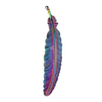 10buc Culoare Curcubeu Boem stil etnic frunze pană de înger Penaj Aliaj Pandantiv farmecele pentru Colier DIY Accesorii Bijuterii