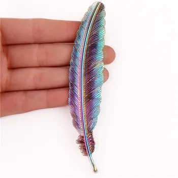 10buc Culoare Curcubeu Boem stil etnic frunze pană de înger Penaj Aliaj Pandantiv farmecele pentru Colier DIY Accesorii Bijuterii