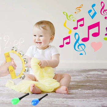 10buc Culori Vii Jingle Bells Clopote Sania trasa de cai Instrument Pe Maner din Lemn Pentru copii Copii Copii Jucării Muzicale