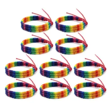 10buc Curcubeu IUBESC Mândria Prietenie Brățară Gay & Lesbian Reglabil Bijuterii T4MD