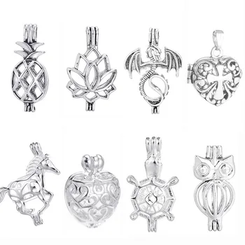 10buc DIY Bijuterii Perle de Sticlă Cage Medalion de Argint de Culoare Parfum Aromoterapie Ulei Esențial Difuzor Medalion Pandantiv Colier
