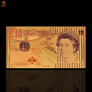 10buc/Lot Britanic Aur de 24k Bancnota de 10 Lire sterline Placat cu Aur 9999 Bani de Hârtie Bill Notă Euro Bancnote de Colectie