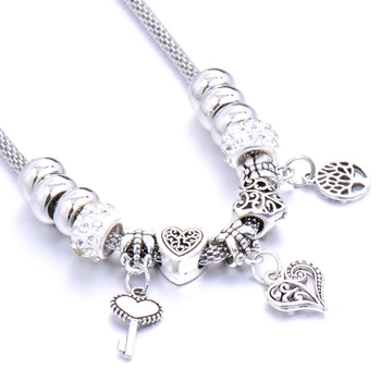 10buc/Lot colier cu Margele Cuplu margele inima în formă de cheie lanț colier pandantiv pentru femei retro multi-strat de bijuterii lanț Pulover