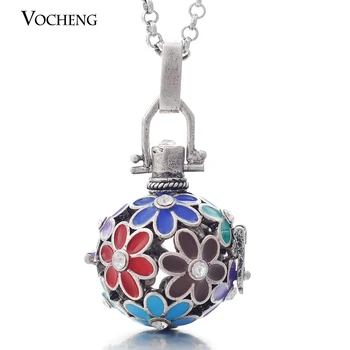 10buc/lot Vocheng Angel Ball 3 Culori de Cupru Metal Colier de Flori Ulei de Parfum Medalion cu Lanț din Oțel Inoxidabil VA-046*10