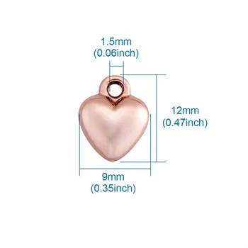 10buc Mici Aliaj Pandantiv Inima Farmecele de Lungă Durată Placat cu Rose Gold pentru a Face Bijuterii DIY Brățară Colier 12x9.5x5mm