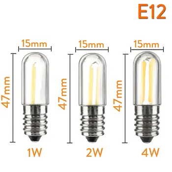 10buc/o Mulțime Estompat Mini E12 E14 LED Frigider Congelator de Lumină cu Filament COB Becuri 1W 2W 4W Cald/ Alb Rece Lamp 110V 220V
