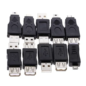 10buc OTG 5pin F/M Mini Changer Adaptor Convertor USB de sex Masculin la Feminin Micro USB Adaptor Conector Negru en-Gros