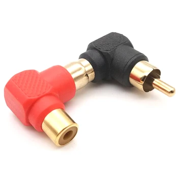 10BUC Portabil și Vânzare Fierbinte 90 Black Red Gradul RCA Unghi Drept de sex Masculin La Feminin Mufa Adaptoare Audio Adaptor Conector