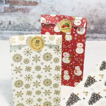 10buc Pungi de Hârtie Kraft Crăciun Fericit om de Zăpadă Fulg de nea Cookie Bomboane Ambalare Pungi de Cadouri de Crăciun de Decorare Petrecere Stand Pungi