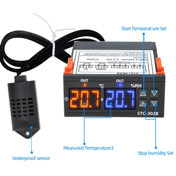 10buc STC-3028 Termostat Controler de Temperatura cu Control de Umiditate Termometru Higrometru Controller Termostat 12V/24V/220V