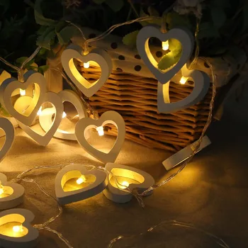 10leds/20leds Inima de Lemn cu LED-uri Lumini Șir Romantic Ziua Îndrăgostiților Lumini de Basm Vacanță de Crăciun de Nunta Led Lumini de Decor