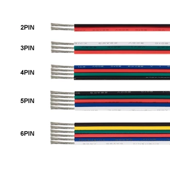 10m/20m/100m 2 pin/3pin/4pin/5pin cablu 20AWG cablu Electric LED Conector Cablu de Extensie microfon Pentru WS2812B RGB LED Strip
