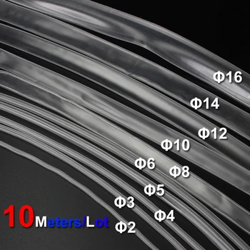 10Meter/Lot Clar Heat Shrink Tube Set Transparent de 2MM 3MM 4MM 5MM 6MM 8MM 10MM 12MM 14MM 16MM HeatShrink Tubulatura Cablu Manșon