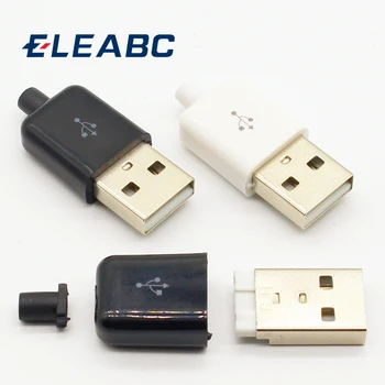 10pc/lot DIY USB 2.0, UN Bărbat de Asamblare Adaptor Conector Priza alb negru