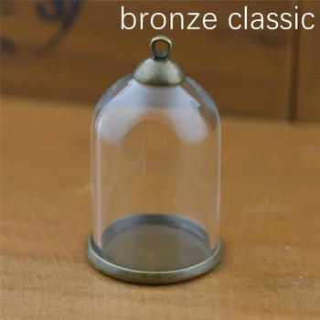 10set 30*20mm tub gol borcan de sticlă cu setarea de bază margele capac set flacoane de sticlă pandantiv de sticlă constatările de bijuterii