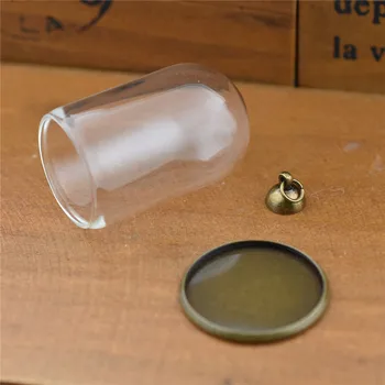 10set 38*25mm tub gol borcan de sticlă cu setarea de bază margele capac set flacoane de sticlă pandantiv de sticlă constatările de bijuterii