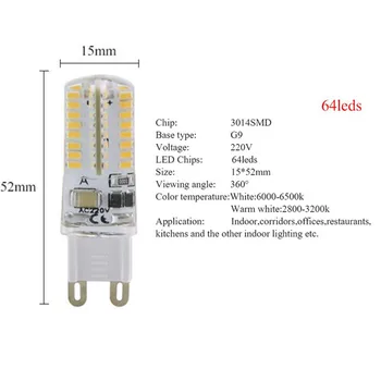 10X Silicon G9 Led Lampă Bec 64 72 80 104Led Lumina AC220V 230V Pentru Candelabru de Cristal Decor Iluminat 6W 7W 8W 9W Putere Iluminare