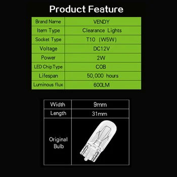 10x W5W T10 LED-uri Auto Clearance-ul de Parcare cu Lumină Automată Poziție Lățime Lampă Bec Pentru nissan juke x trail t31 t32 notă frunze tiida almera