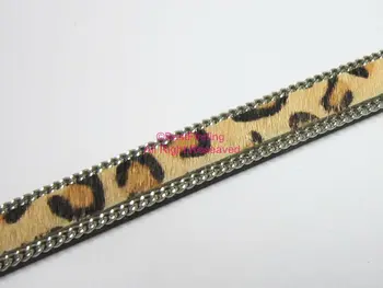 10x2mm Leopard din piele de cablu tv cu piele de leopard cu lanț Real păr de cal din piele de cablu