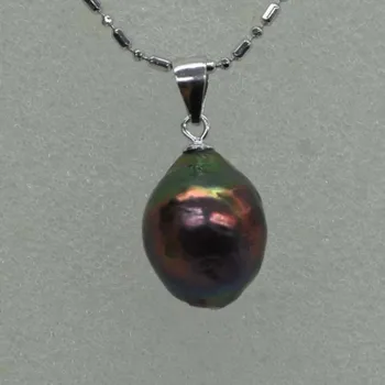 11-13mm neagra kasumi perla pandantiv gratuit lanț colier din argint cârlig