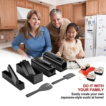 11 Buc/Set DIY Face Sushi Kit pentru Incepatori Bucătărie Acasă Instrumente de Gătit Sănătos cu Sushi Maker Rola de Orez Mucegai Japoneză Gadget