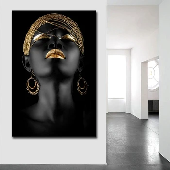 110*150cm dimensiuni mari Artă Africană Femeie Portret Picturi pe Panza Negru Scandinave Perete Poster Art Decor Acasă Nici un Cadru