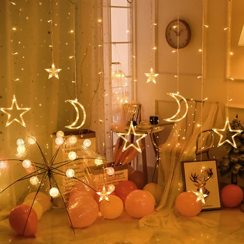 110V 220V LED Star Lampa Zână Perdea de Lumini Șir Ghirlanda de Crăciun în aer liber Pentru Barul de Acasa, Petrecere de Nunta la Grădină Fereastră Decor