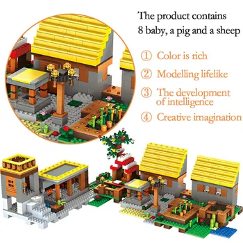 1170pcs Visul de Aur Sat Casa de Blocuri de Constructii Compatibile Oraș Cărămizi Set Jucarii Pentru Copii, Cadouri pentru copii