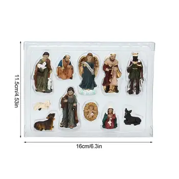 11pcs Copilul Isus Iesle Scena Nașterii de Crăciun Pătuț Figurine Miniaturi Rășină Statuie Ambarcațiuni Biserica Ornament Cadou Decor Acasă