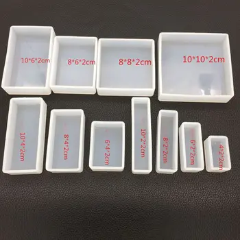 11Pcs Dreptunghi Pătrat Cubic Matrite Kit de Rasina Carcasa Ambarcațiunile de a Face Bijuterii Instrumente