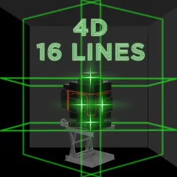 12 / 16 Linii 4D Nivel cu Laser Auto-Nivelarea de 360 de Grade pe Orizontală și pe Verticală, Cruce Linie foarte Puternic Green Laser Metru Nivel