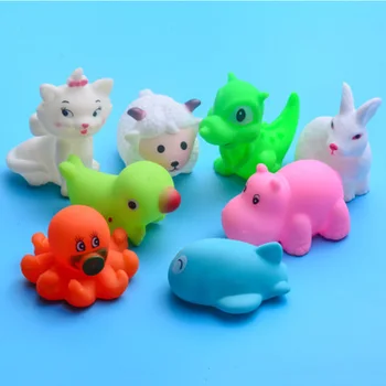 12 Buc Drăguț Animale De Înot Cu Apă De Jucarii Colorate Din Cauciuc Moale Float Stoarce Sunet Scartaie Baie Jucărie Pentru Copii Jucării De Calitate