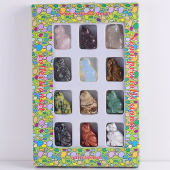 12 bucati/cutie-1.5 inch amestecat Turtle înger elefant câine Figurina ambarcațiuni cristal mineral stone Mini Animal Statuie pentru Decor acasă