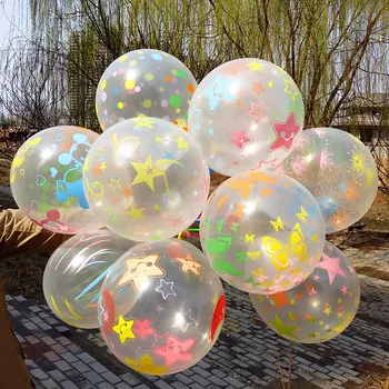 12 inch 2.8 g Transparente imprimare amestecat balon de culoare 10buc 30buc 50pcs 60pcs 100p rotund balon de latex happy birthday decor