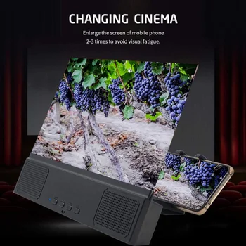 12 inch, 3D, Ecran de Telefon Mobil Lupa cu Difuzor Bluetooth HD Lupa Stand pentru Video Ecran Extins cu Suport pentru Telefon