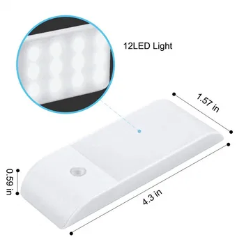 12 LED-uri Lumina de Noapte Cu Senzor de Mișcare Dulap Lumina În Cabinet de Lumină USB Reîncărcabilă Lampă de Noapte Pentru Dulap Sertar de Bucatarie