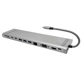 12 în 1 USB de Tip C HUB pentru HDMI, USB3.0 Adaptor de Alimentare pentru a -Pro Air Dock Notebook HUB Multifuncțională Tip C Expansiune
