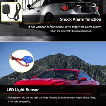 12buc/set 12V auto start stop motor butonul de ESP de la distanță autostart /vibrații șoc/led-uri senzor de lumina/deschidere portbagaj sistem de alarmă