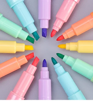 12buc/set 6 Culori cu două capete Watercolor Pen Macaron de Evidențiere a Proteja Ochii de Pictură Markeri Pen Arta Papetărie Aprovizionare